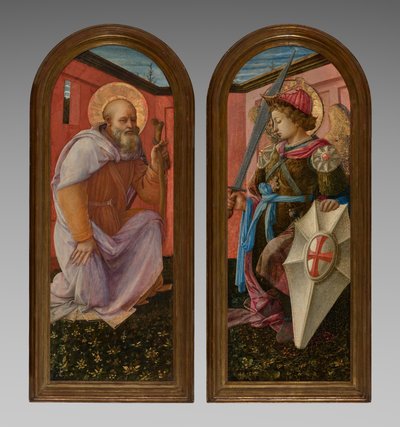 Paar von Tafeln aus einem Triptychon: Der Erzengel Michael und St. Antonius Abt von Fra Filippo Lippi
