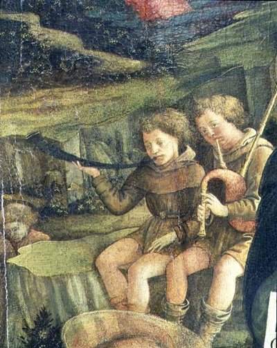 Zwei musikalische Hirten (Detail) von Fra Filippo Lippi