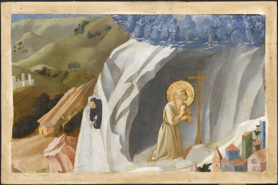 Der heilige Benedikt in der Wüste versucht, 1430 von Fra Giovanni Angelico da Fiesole