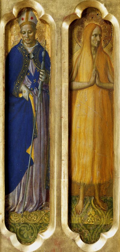 Heilige Ludwig von Toulouse und Maria von Ägypten vom Perugia-Altar, ca. 1437 von Fra Giovanni Angelico da Fiesole