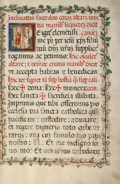 Initiale T: Ein Priester feiert Messe von Fra Vincentius a Fundis