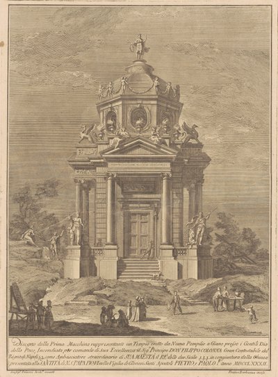 Die Prima Macchina für die Chinea von 1782: Der Tempel des Janus..., 1782 von Francesco Barbazza