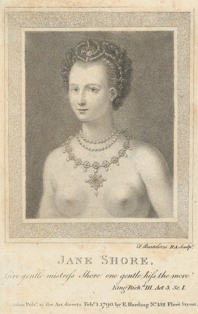 Jane Shore: Gib sanfte Herrin Shore einen sanften Kuss mehr, Shakespeare von Francesco Bartolozzi