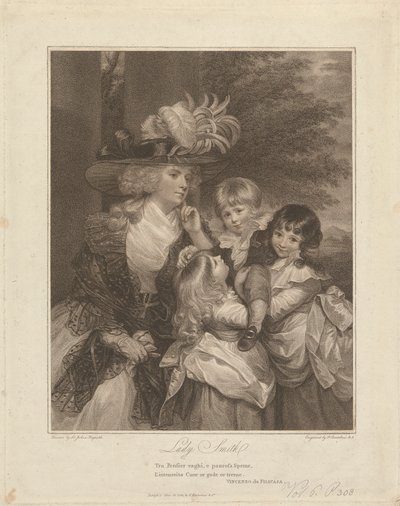 Lady Charlotte Smith und ihre Kinder; George Henry, Louisa und Charlotte von Francesco Bartolozzi