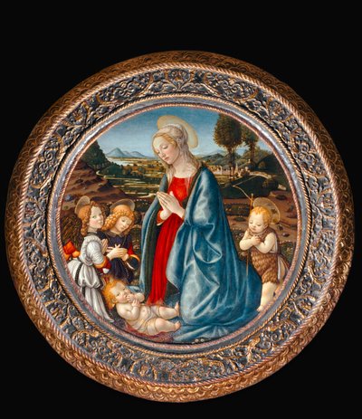 Madonna mit Kind, umgeben von Johannes dem Täufer und zwei Engeln von Francesco Botticini