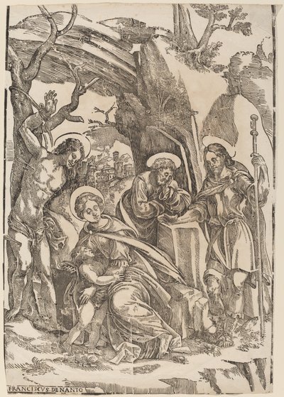Die Heilige Familie mit Heiligem Sebastian und Heiligem Rochus von Francesco Denanto