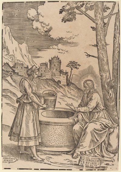 Christus und die Frau von Samaria von Francesco Denanto after Girolamo Pennacchi