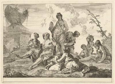 Venus und Vulkan mit drei Nymphen und drei Cupidos von Francesco Fontebasso