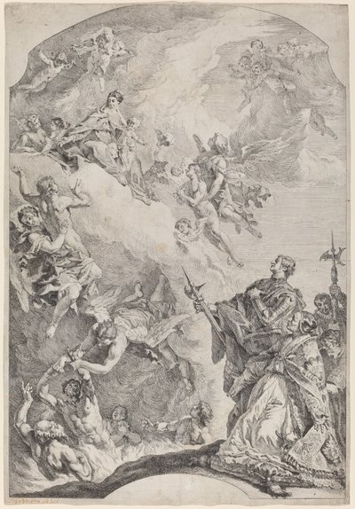 Heiliger Gregor I. befreit Seelen aus dem Fegefeuer von Francesco Fontebasso after Sebastiano Ricci
