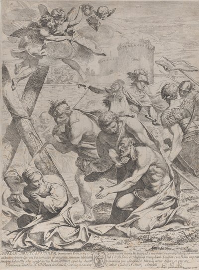 Der heilige Andreas betet vor einem Kruzifix, 1640-70 von Francesco Giovani
