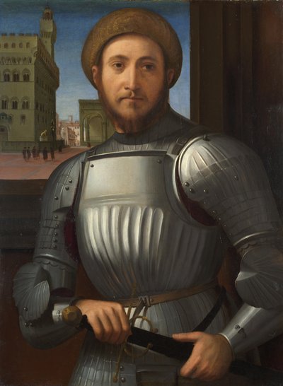 Porträt eines Mannes in Rüstung, ca. 1510 von Francesco Granacci