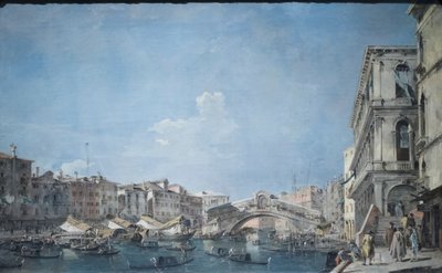 Canal Grande an der Rialto-Brücke, um 1780-90 von Francesco Guardi