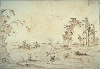 Capriccio mit einem Sturm auf der Lagune von Francesco Guardi