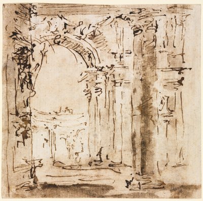 Paar von Zeichnungen: Skizze des Labyrinths der Villa Pisani und Piazza San Marco mit Dogenpalast von Francesco Guardi