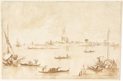 Die Festung San Andrea von der Lagune aus von Francesco Guardi
