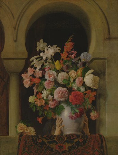 Eine Vase mit Blumen am Fenster eines Harems, 1881 von Francesco Hayez