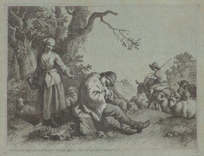 Schlafender Hirtenjunge und Frau mit Kind von Francesco Londonio