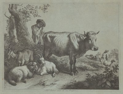 Stehende Kuh und ein Hirtenjunge mit Herde von Francesco Londonio