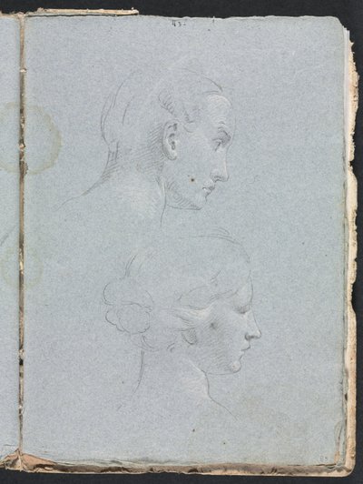 Verona Skizzenbuch: Zwei Köpfe Seite 85, 1760 von Francesco Lorenzi
