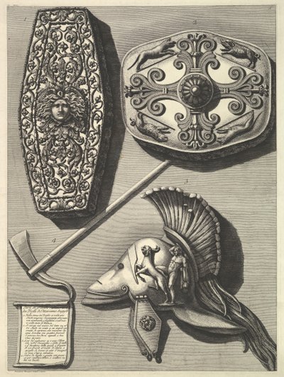 Restauriertes Detail der Trophäen von Ottaviano Augusto, ca. 1753 von Francesco Piranesi