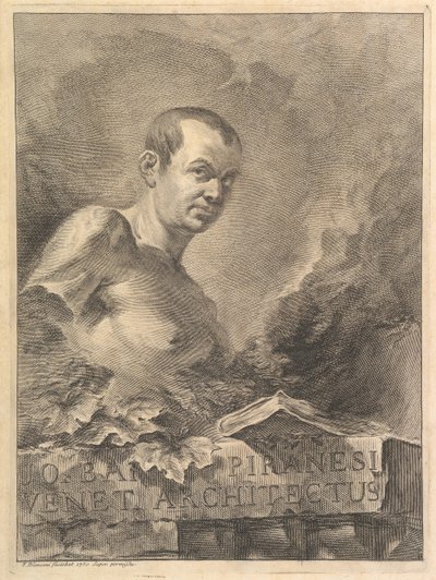 Porträt von G.B. Piranesi in Nachahmung einer antiken Büste, aus Opere varie di Architettura von Francesco Polanzani