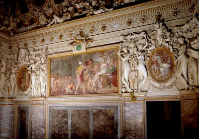 Architektur: Detail des Zimmers von Anne de Pisseleu, Herzogin von Etampes, Favoritin von Francois I., im Schloss Fontainebleau von Francesco Primaticcio