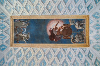 Kammer der Sonne und des Mondes (Camera del Sole e della Luna): die Wagen der Sonne und des Mondes, gelenkt von Diana und Apollo von Francesco Primaticcio