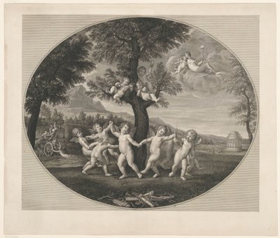 Putti tanzen um einen Baum von Francesco Rosaspina