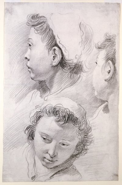 Drei Studien des Kopfes eines Jugendlichen von Francesco Salvator Fontebasso
