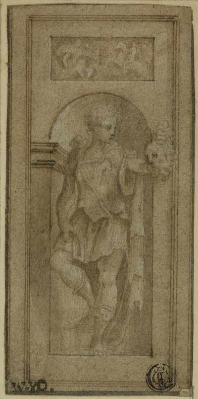 Nischenstatue von David mit dem Kopf von Goliath von Francesco Salviati