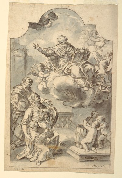 Ein Votivbild eines Jungen, präsentiert von seinen Eltern an St. Nikolaus von Bari von Francesco Saverio Mergolo