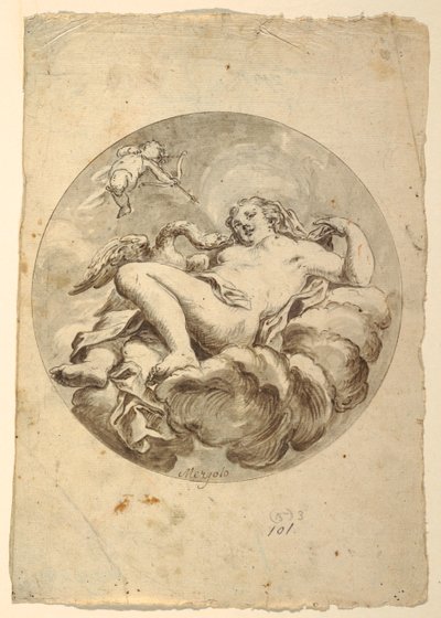 Entwurf für ein Deckenfresko: Leda und der Schwan von Francesco Saverio Mergolo