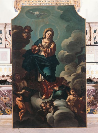 Unbefleckte Empfängnis, Gemälde auf Leinwand, zugeschrieben Francesco Solimena, Kathedrale von San Pardo, Larino, Molise, Italien von Francesco Solimena