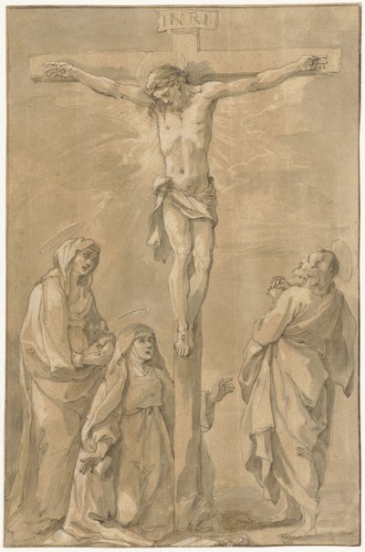 Christus am Kreuz mit Maria, Katharina von Siena und Johannes von Francesco Vanni