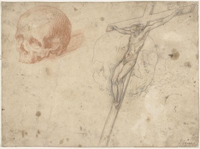 Skizze von Kruzifix und Totenkopf von Francesco Vanni