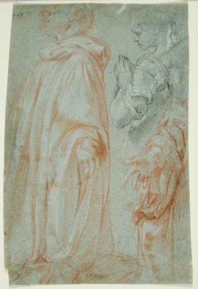 Drei Studien für den auferstandenen Christus, verehrt von einer weiblichen Heiligen und San Silvestro Gozzalini von Francesco Vanni
