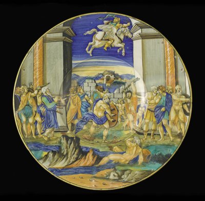 Teller mit Szene aus Ariostos Orlando Furioso, 1531 (Majolika) von Francesco Xanto Avelli