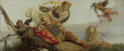 Der schlafende Rinaldo, von Armida mit Blumen gekrönt von Francesco Zugno