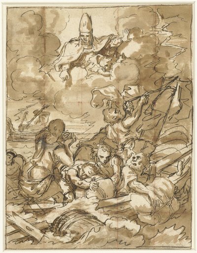 Der heilige Nikolaus beruhigt den Sturm auf See von Francesco de Mura