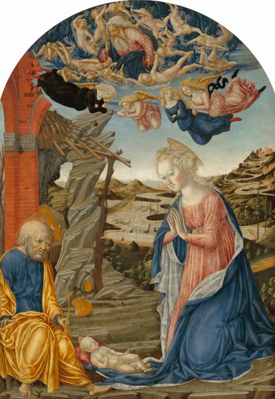 Die Geburt Christi, mit Gott dem Vater umgeben von Engeln und Cherubim, ca. 1470 von Francesco di Giorgio Martini