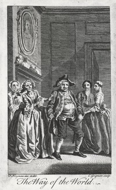 Szene aus The Way of the World von William Congreve (1670-1729), Gravur von Charles Grignon nach einer Zeichnung von Francis Hayman in Lincoln
