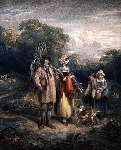 Die Rückkehr des Holzfällers, graviert von John Whessell, veröffentlicht von T. Simpson und Darling & Thompson von Francis (after) Wheatley