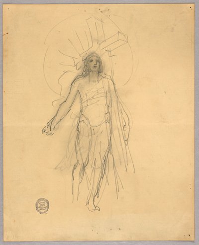 Skizze für die zentrale Figur in der Himmelfahrt von Francis Augustus Lathrop