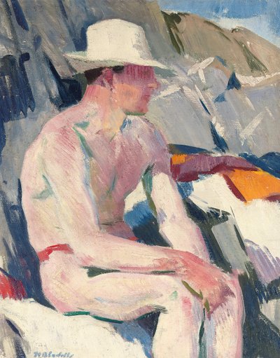 Badende mit weißem Hut von Francis Campbell Boileau Cadell