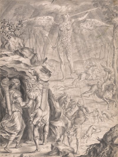 Dido und Aeneas Schutz suchend in einer Höhle von Francis Cleyn