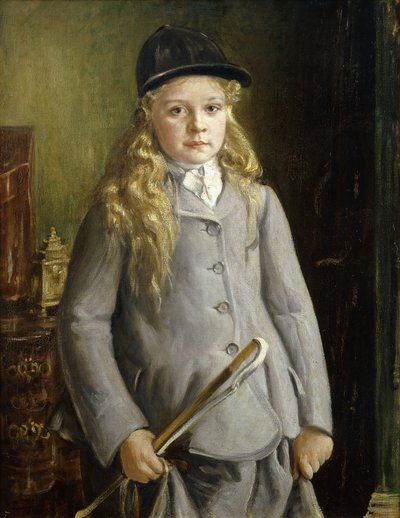 Porträt eines Mädchens, stehend in Reitkleidung von Francis Dodd
