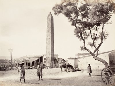 Ägyptischer Obelisk, Kleopatras Nadel, in Alexandria, Ägypten, ca. 1870 von Francis Frith
