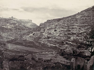 Berg Moriah, Jerusalem, vom Brunnen En Rogel, ca. 1857 von Francis Frith