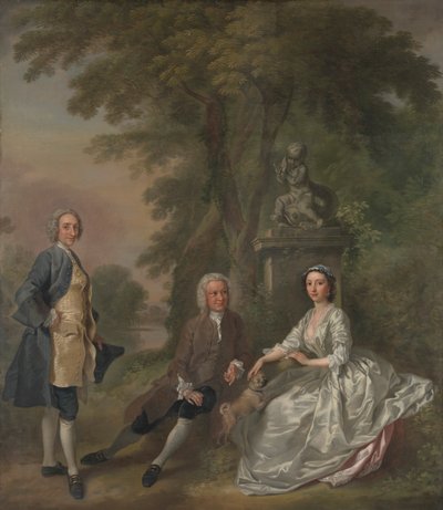 Jonathan Tyers, mit seiner Tochter Elizabeth und ihrem Ehemann John Wood von Francis Hayman