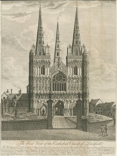 Lichfield Kathedrale - Westfront: Gravur, undatiert [18. Jh.] von Francis Perry
